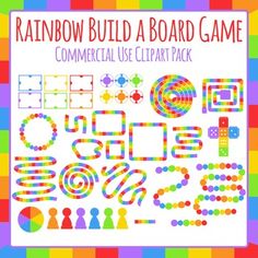 rainbow build a board game commercial use clipart pack