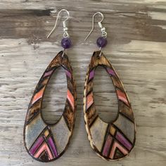 AG37HAWAIICREATIONS-Wood Burning Art with Acrylic Mixed Media Coconut Jewelry, Wire Jig, Natural Earrings, Leather Christmas, Earrings Wood, Acrylic Gems, Nature Earrings, Wood Burning Art