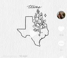 texas outline with a bluebonnet outline in the upper right hand corner