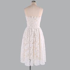 Elegant Lace Patchwork Solid Sleeveless A-Line Party Dress White Flower Lace Dress, Lace Bride, Dress Homecoming, Lace Homecoming Dresses, Short Prom Dress, Brides Wedding Dress, Short Bridesmaid Dresses, Vestidos Prom, Short Prom