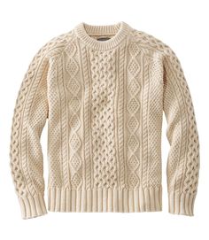 Men's Signature Cotton Fisherman Sweater | Sweaters at L.L.Bean Merino Sweater, Fisherman Sweater, Built To Last, Cable Sweater, Sweater White, Beige Sweater, Ladies Dress Design, Cotton Sweater, L L Bean