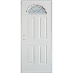 Stanley Doors 3 Front Door White, Decorative Hinges, Elegant Entryway, Door White, Textured Coat, V Groove, White Brass, Painted Paneling, Contemporary Aesthetic