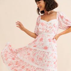 Tiered Midi Chiffon Dress | Nuuly Rent Feminine Flowy Chiffon Dress For Garden Party, Spring Chiffon Tiered Dress, Feminine Spring Chiffon Dress For Brunch, Feminine Chiffon Dress For Garden Party, Feminine Chiffon Dresses, Feminine Floral Print Chiffon Dress, Feminine Chiffon Maxi Dress, Feminine Chiffon Midi Dress, Feminine Midi Length Chiffon Dress