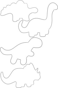 three dinosaurs cut out to look like they are in the shape of an elephant and a dinosaur