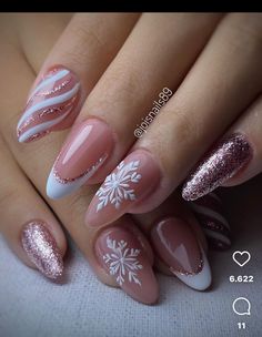 Nails December Winter, Nail Art Winter, Winter Nail Ideas, Nail Art Noel, Nail Art Inspo, Sassy Nails, Ombre Acrylic Nails, Christmas Gel Nails, Nails Winter