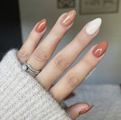 Cute Nails For Fall, Her Nails, Fall Acrylic Nails, Short Acrylic Nails Designs, Orange Nails, Pretty Acrylic Nails