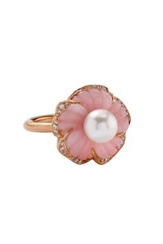 Feminine Pink Petal-shaped Jewelry, Elegant Pink Flower-shaped Jewelry, Feminine Pink Flower-shaped Jewelry, Fun Pink Flower-shaped Jewelry, Spring Pink Flower-shaped Jewelry, Pearl Jewelry Ring, Irene Neuwirth Jewelry, Rose Gold Pink, Pink Ring