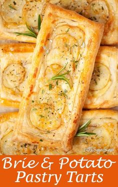 brie and potato pastry tarts with rosemary on top