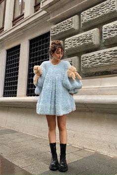 Faux Fur Dress, Plush Dress, Mummy Costume, Fur Dress, Plush Yarn, Balloon Sleeve Dress, Dry Cleaners, Fashion Mistakes, Style Mistakes