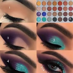 Unique Purple And Green Eye Shadow Makeup Tutorial Bikin Alis, Burlesque Makeup, Make Up Mata, Eyeliner Tips, Shadow Makeup, Dance Makeup, Relationships Goals