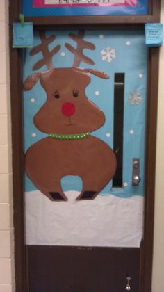 a door decorated to look like a reindeer