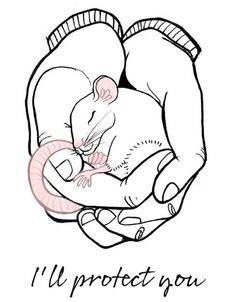 a drawing of a person holding a baby in their arms with the words i'll protect you