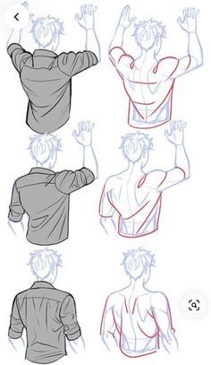 how to draw an anime character with different poses and body shapes, from the shoulders up to