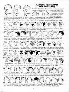 an instruction manual for how to draw cartoon hair shapes and hairstyles, from the book