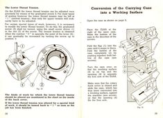 an instruction manual for the carrying case on a sewing machine, with instructions in english