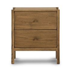 an image of a wooden nightstand with two drawers