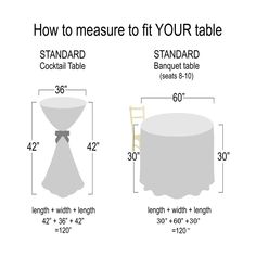 a table with measurements for the height of it and how to measure it on top