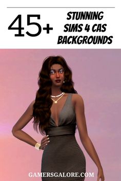 an image of a woman in a dress with the caption saying, 45 stunning sims and cas backgrounds