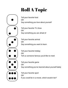 the rules for roll a topic with four dices in each row and one on top