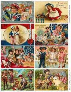 four vintage children's patriotic postcards from the early 20th century