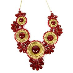 Red Bead Medallion Bib Statement Necklace Bead Medallion, Lace Tape, Sparkle Shoes, Garnet And Gold, Statement Bib Necklace, Red Bead, Bib Necklace, Fashion Jewelry Necklaces, Crystal Rhinestone