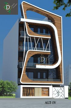 an architectural rendering of a modern apartment building