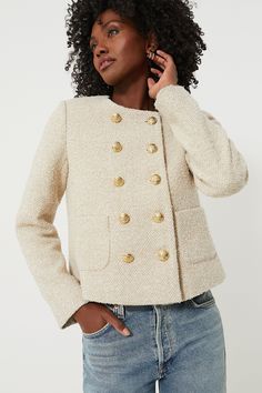 Heathered Stone Tweed Marais Jacket | Tuckernuck Jacket Silhouette, Lady Jacket, Plus And Minus, Power Dressing, Cocktail Attire, Tweed Fabric, Clothing Inspiration, Weekend Wear, Winter 2024