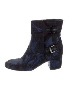 Laurence Dacade Ankle Moto BootsBlack & BlueFloral PrintRound-Toes with Embroidered AccentWrap-Around Straps & Buckle Closure at Sides Womens Boots L'artiste, Moto Boots, Boot Shoes Women, Print Patterns, Floral Print, Shoe Boots, Floral Prints, Buckle, Women Shoes