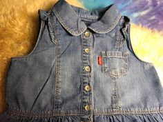 well broken in sleeveless Levi 3T jean dress (1Z)* Cute Sleeveless Denim Dress, Cute Medium Wash Sleeveless Dress, Cute Sleeveless Medium Wash Dress, Jean Dress, Silver Spring, Vintage Levis, Denim Vest, Jeans Dress, Blue Jeans