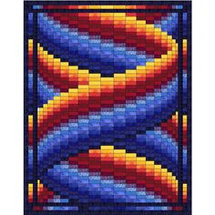 an image of a blue and red pattern with yellow, orange, and blue colors