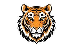 an orange tiger's head on a white background