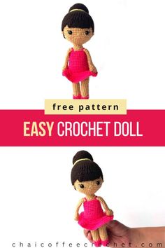 a crocheted doll is shown with the text, free pattern easy crochet doll