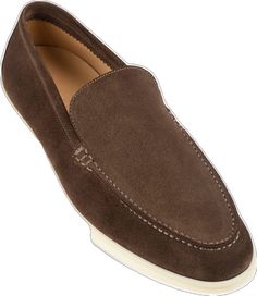 Masculine Suede Slip-on Loafers, Suede Boat Shoes With Plain Toe For Business, Suede Plain Toe Boat Shoes For Business, Business Suede Boat Shoes With Plain Toe, Formal Suede Moc Toe Boat Shoes, Masculine Slip-on Moccasins With Stitched Sole, Masculine Slip-on Moccasins With Rubber Sole, Suede Loafers For Men, Mens Suede Loafers