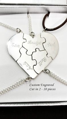 Sterling Silver Custom Engraved Puzzle Heart Necklace "A Piece Of My Heart" - Bridesmaids - Valentine by CopperfoxGemsJewelry on Etsy https://www.etsy.com/listing/490070661/sterling-silver-custom-engraved-puzzle Traditional Rings, Silver Jewelry Accessories, Heart Puzzle, Sterling Silver Heart Necklace, Friend Necklaces, Silver Heart Necklace, Fabulous Jewelry, Gorgeous Jewelry, Piece Of Me