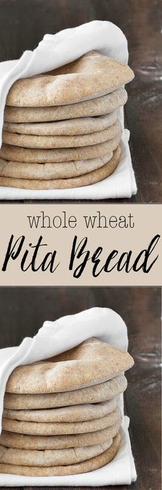 whole wheat pita bread stacked on top of each other