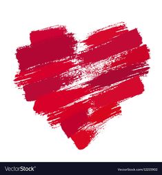 a red painted heart on white background