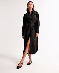 Elevate your wardrobe with the Abercrombie & Fitch Women's Long-Sleeve Belted Shirt Dress, a perfect blend of comfort and style. This chic mini dress in classic black is designed to flatter with its relaxed-fit silhouette and elegant long sleeves.

- **Size**: Medium
- **Color**: Black
- **Material**: Cotton, Polyester blend
- **Gender**: Female
- **Features**: Functional button-through detail, self-tie removable belt, left chest pocket

Crafted from a soft cotton-polyester blend, this dress ens Fall Relaxed Fit Shirt Dress With Spread Collar, Long Sleeve Shirt Dress With Placket For Fall, Black Relaxed Fit Shirt Dress For Work, Oversized Fall Shirt Dress With Spread Collar, Black Cotton Shirt Dress For Fall, Chic Long Sleeve Cotton Shirt Dress, Fall Relaxed Fit Shirt Dress With Buttons, Long Sleeve Cotton Midi Dress For Office, Fall Cotton Shirt Dress