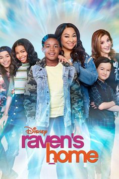 the cast of disney's raven's home is shown in this promotional image