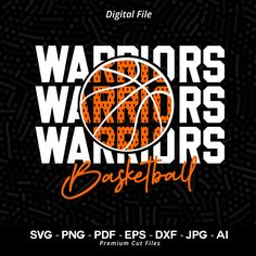 an orange and white basketball ball with the words warriors warriors warriors basketball written on it