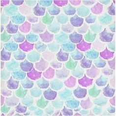 watercolor fish scales pattern in purple, blue and green on a white paper background