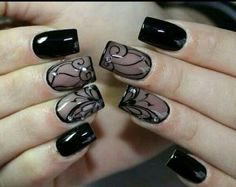 Black And White Nail, Black And White Nail Art, Lace Nails, White Nail Art, Black Nail Designs, Latest Nail Art, Great Nails, White Nail, Luxury Nails