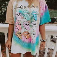 Women T Shirt Mulit Color Lip Print, Tie Dye Tunics, Lips Print, Tie And Dye, Fashion Quotes, Fashion Tips For Women, Fashion Website, Print Tunic, 2000s Fashion