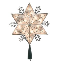 a lighted snowflake is shown on a white background with the lights turned on