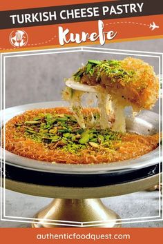 an advertisement for turkish cheese pastry with the words kurefe on it and a photo of