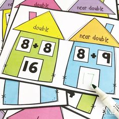 this is an image of printable numbers and houses