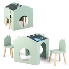 the table and chairs are designed to look like they're made out of cardboard