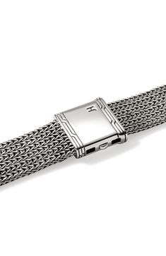 A signature woven chain handcrafted from sterling silver bring intricate texture to an Apple watchband glimmering with diamond pavé. Apple Watch not included Total diamond weight: 0.44ct. Color: I–J Clarity: I1 Sterling silver/diamond Imported >Diamond Guide Woven Chain, Diamond Guide, John Hardy, Silver Diamonds, Watch Strap, Pave Diamonds, Watch Bands, Apple Watch, Smart Watch