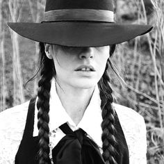 hat & braids Hairstyle Western, Braid Game, Billy B, Bohemian Diesel, Swimwear Model, Model Call, Portfolio Inspiration, Dark Heart, Badass Women