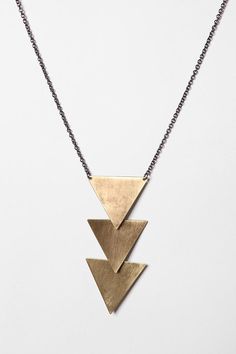 If I didn't already have a bday gift picked out for @Bekah Eropkin, this would be my next choice! Geometric Jewellery, Wardrobe Revamp, Triangle Necklace, Geometric Necklace, Hippie Art, Diy Schmuck, Diy Inspiration, Triangles, Jewelry Ideas