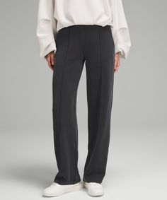 Tailored Look, Lounge Feel. These Peach-Fuzz Soft, Trouser-Inspired Pants Bring Pajama-Level Comfort To Work Days And Travel Days. Designed For Casual. Slim Fit Skims Your Body:falls Straight Down From Hip To Hem:29.5" Inseam Is Intended To Skim The Floor For Heights Of 55"-58". Hand Pockets With Hidden Card Sleeve. Faux Fly And Back Welt Pockets. Continuous Drawcord. Pull-On Waistband Is Flat On The Inside For A Smooth, Distraction-Free Feel Next To Skin. | Softstreme Pintuck Mid-Rise Pant Regu Softstreme Pants, Lululemon Softstreme, Card Sleeve, Bottom Clothes, Pin Tucks, Leggings Shop, Bottoms Pants, Short Pants, Long Tops